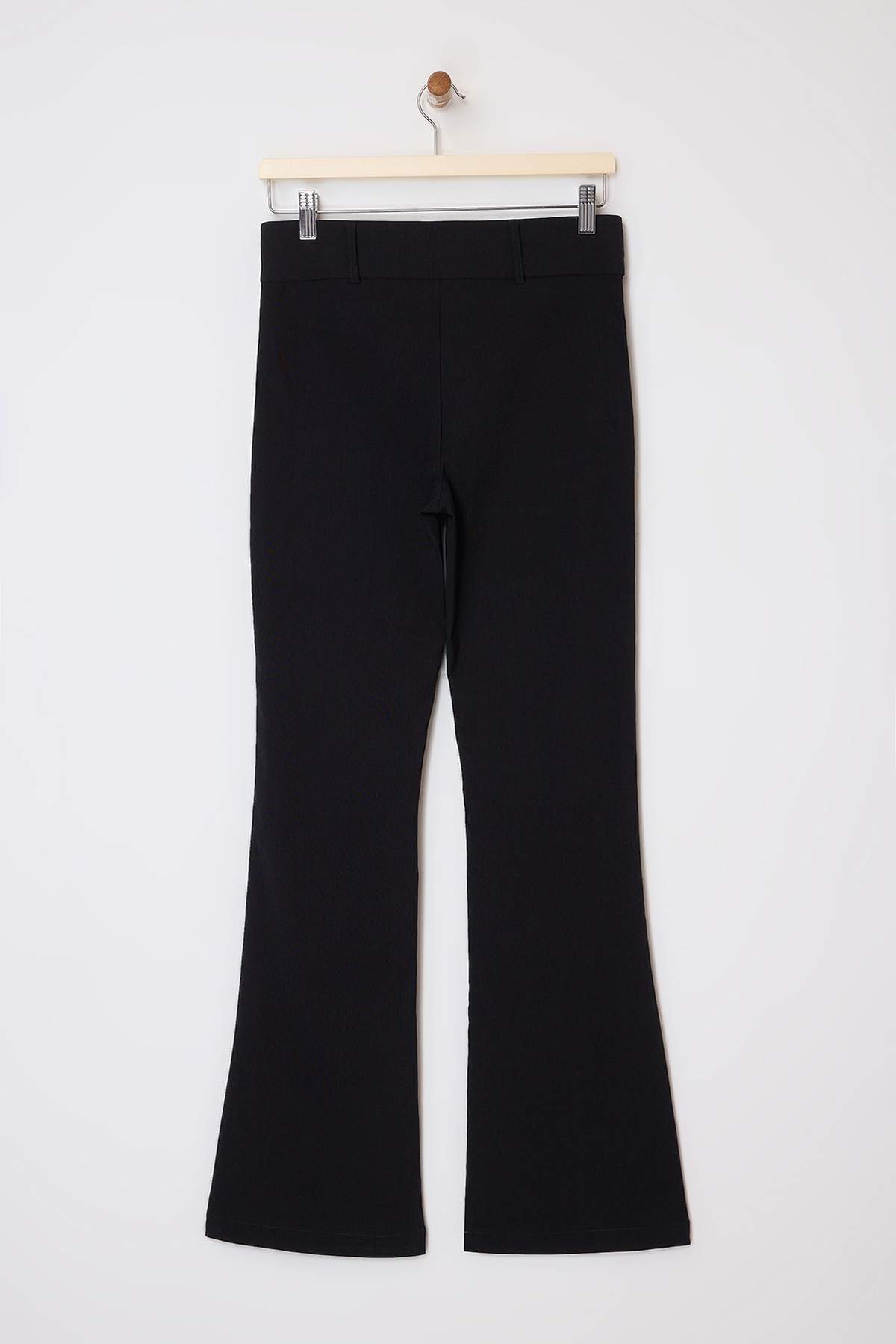 Trendyolmilla  Siyah Bengalin Esnek Kumaş Flare Düşük Bel Pantolon TWOSS26PL00006 - Görsel 6