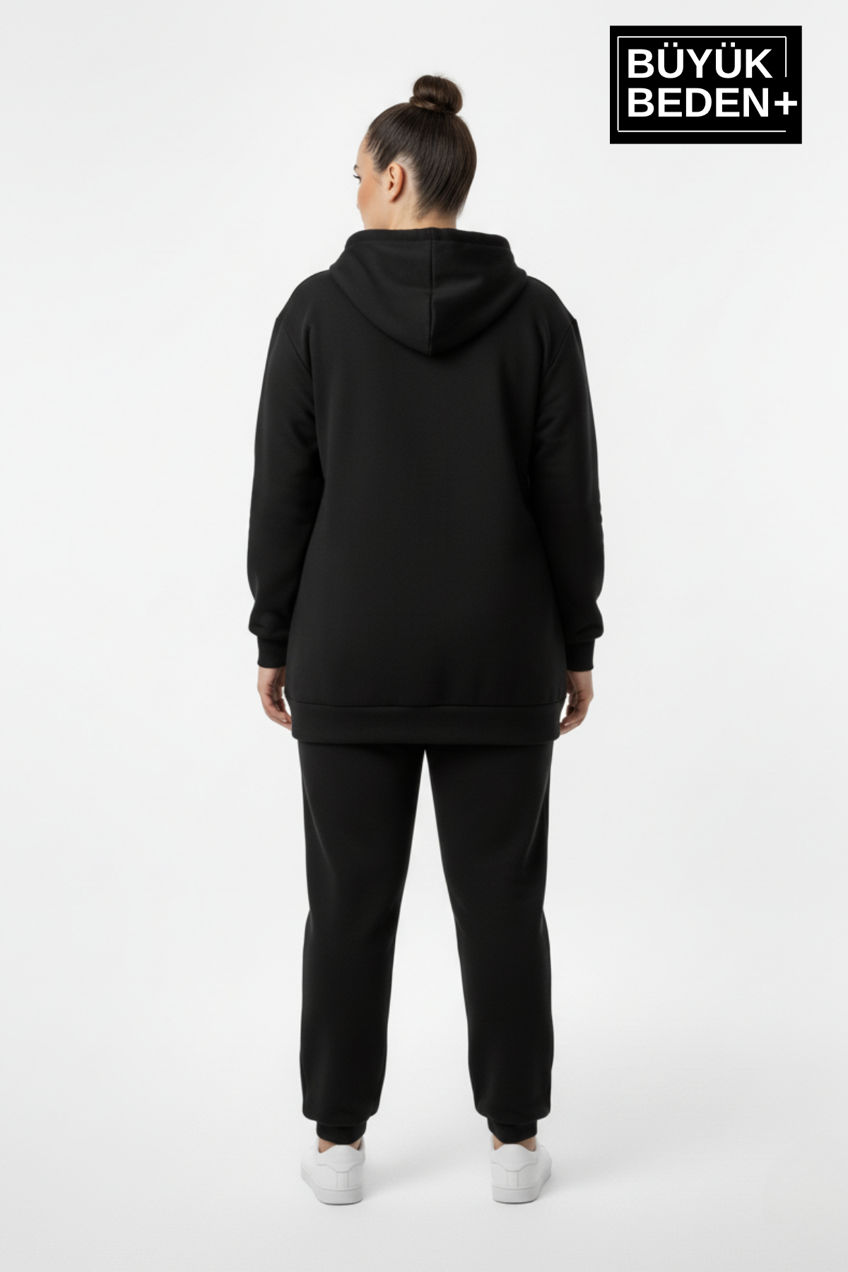 Superlife  Kadın Büyük Beden Fermuarlı Kapüşonlu ince Sweatshirt Hırka - Rahat Kalıp SPR26BHR960 - Görsel 4