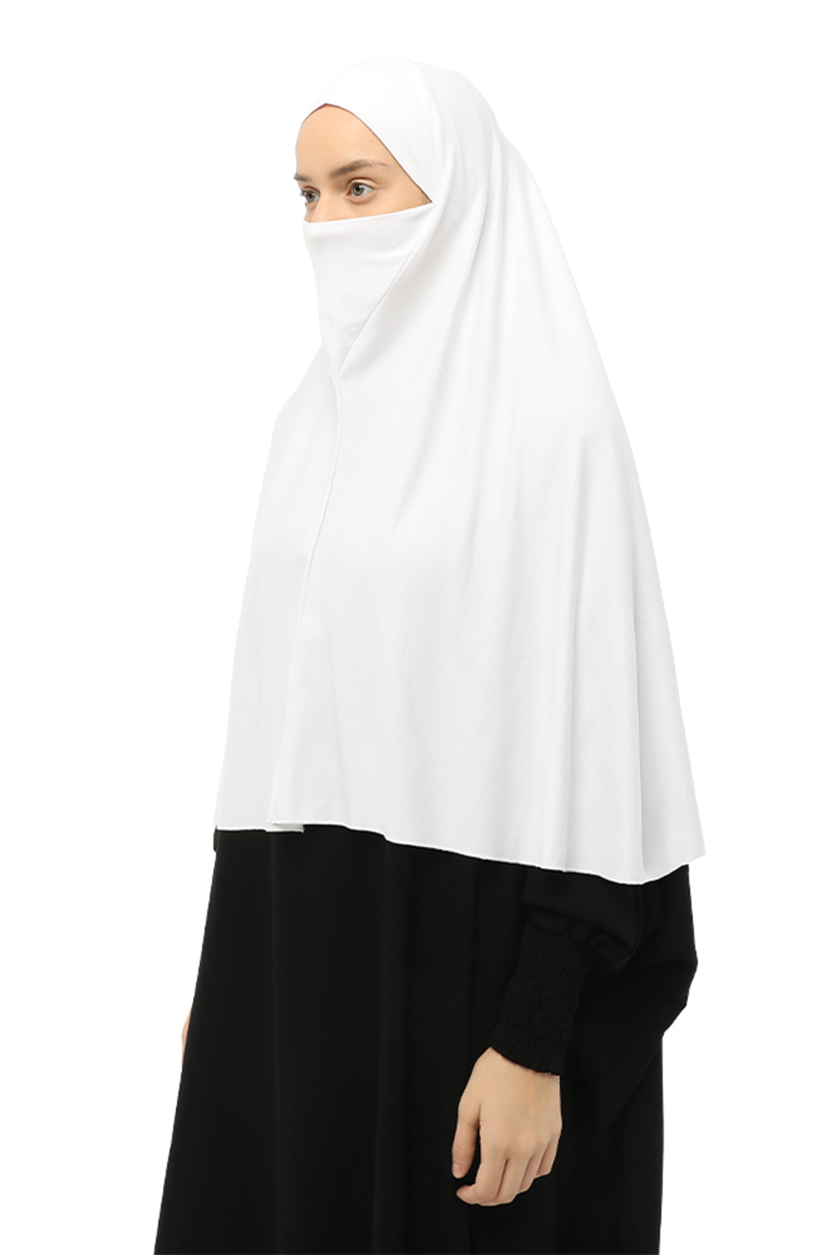 Ready Turban Veiled Practical Scarf Modest Hijab - Prayer Cover Souffle (3XL) - White