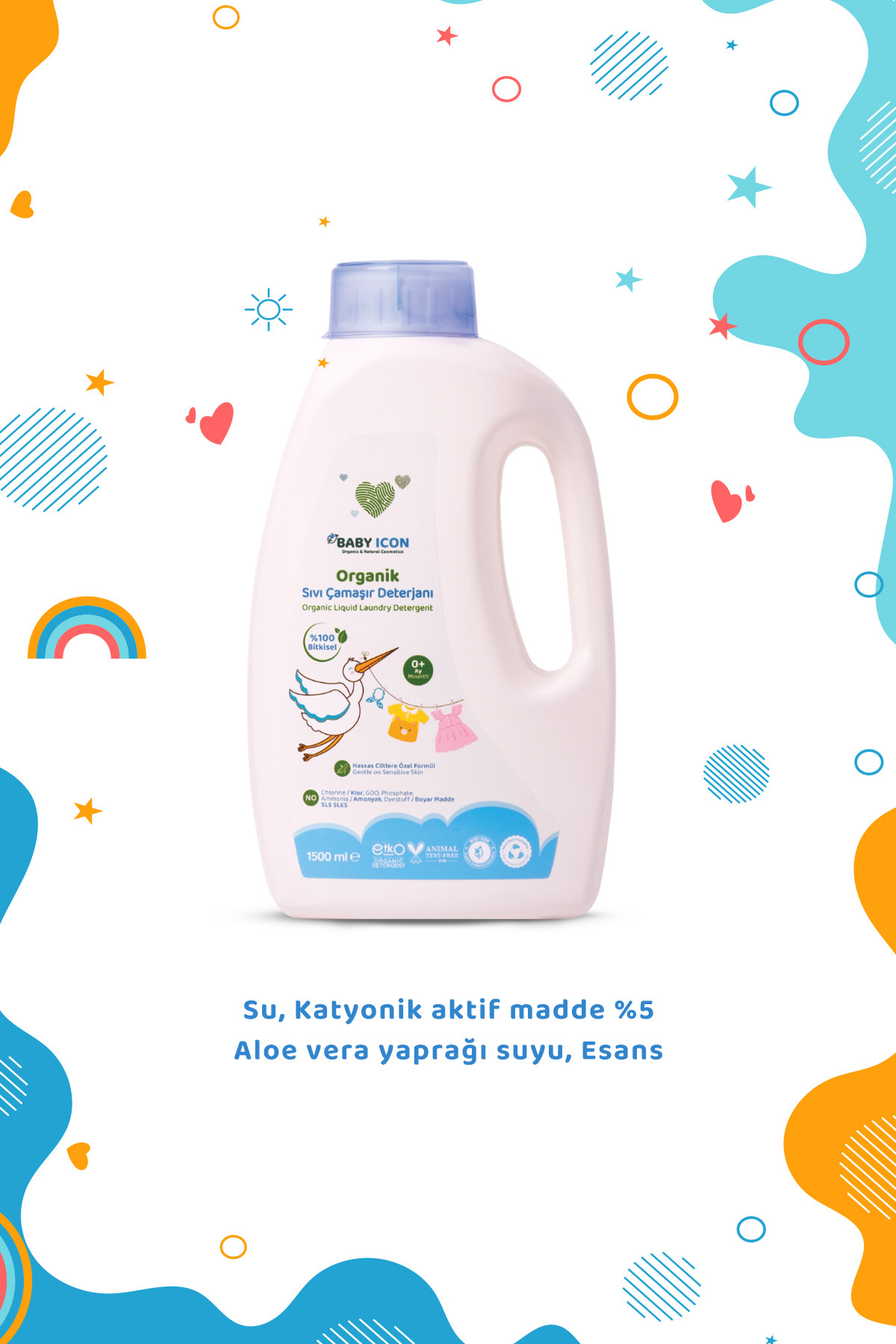 Baby İcon %100 Doğal Organik Vegan Bebekler ve Anneler İçin Sıvı Çamaşır Deterjanı 1500 ML Termal Su Katkılı fotoğrafı 3 (önizleme)