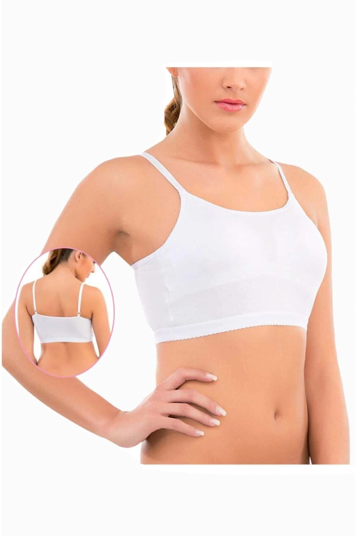 Women's White Modal Coated Bustier with Rope Strap 1258
