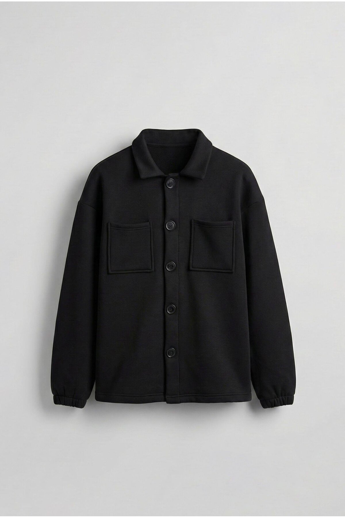 ablukaonline  Erkek Oversize Basic Rahat Ceket Siyah - Görsel 4
