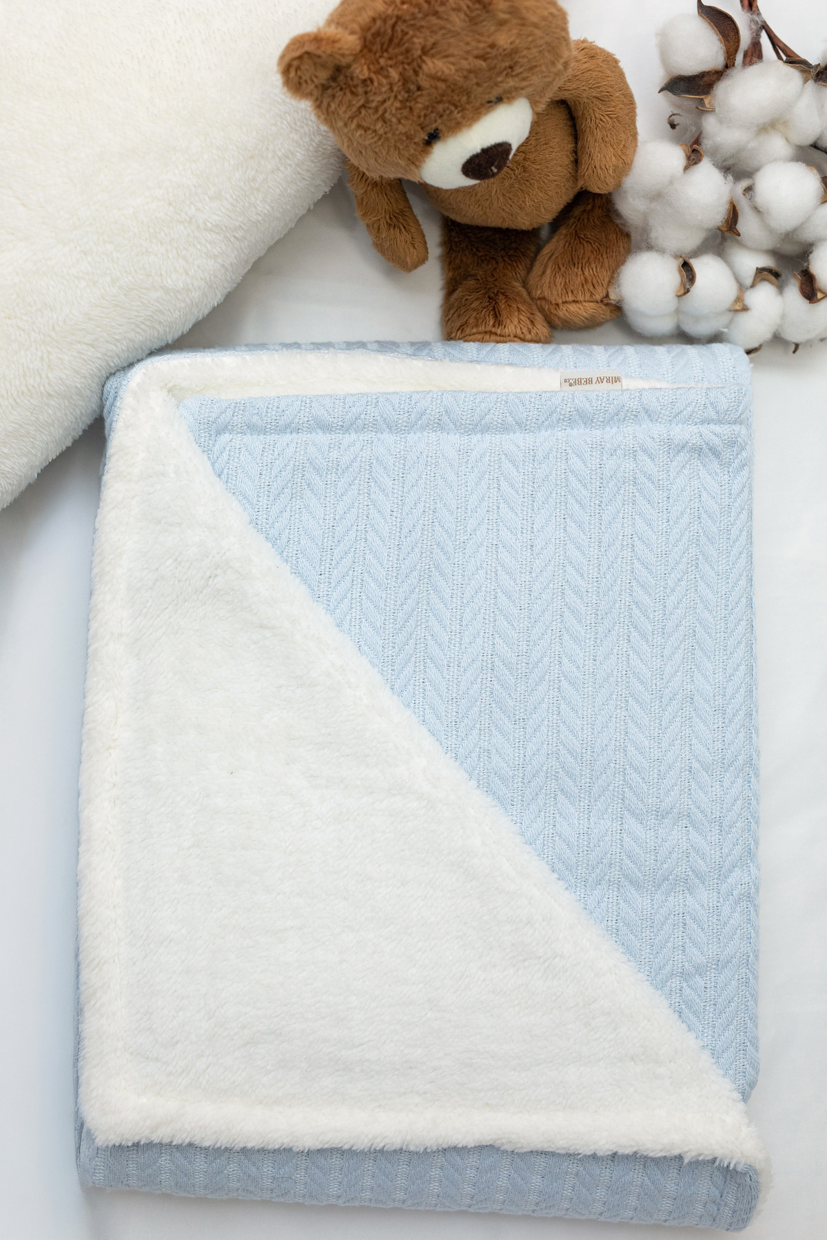 Genel Markalar Bebek Battaniyesi İçi Welsoft Peluş Dışı Örgü Pike (90X110) fotoğrafı 3 (önizleme)