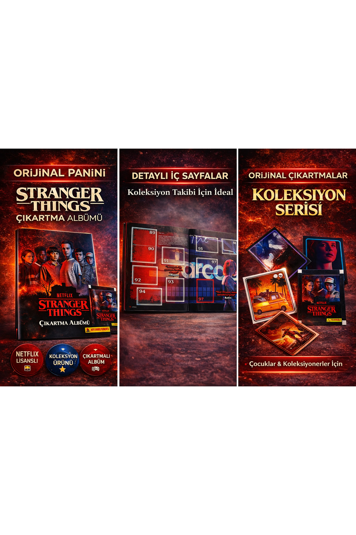 Basic Fun Stranger Things Çıkartma Albümü Koleksiyonluk Sticker Kitabı 1-3 Sezon fotoğrafı 5 (önizleme)