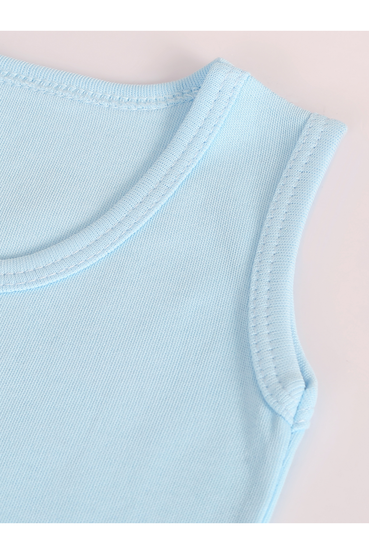 vitmo Çıtçıtlı Bebek Body Zıbın Askılı Düz Mavi Renk , %100 Organic Pamuk fotoğrafı 2 (önizleme)