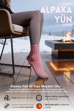 Bolero Kadın Alpaka Kışlık Yün Çorap Pembe