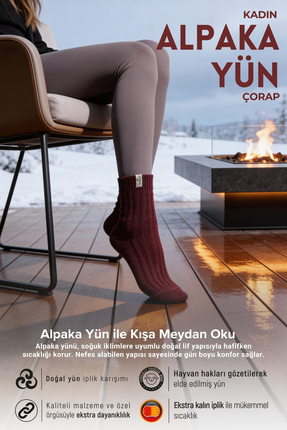 Bolero Kadın Alpaka Kışlık Yün Çorap Bordo