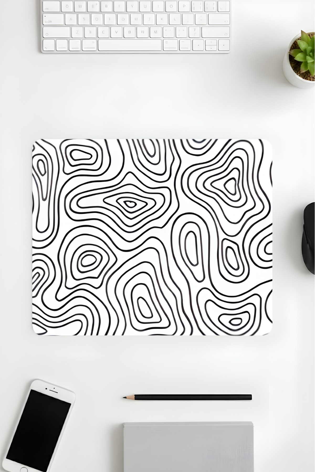 18x22 Cm Patterned Mouse Pad Mouse Pad with Printed Design,Office Accessories White Typography
