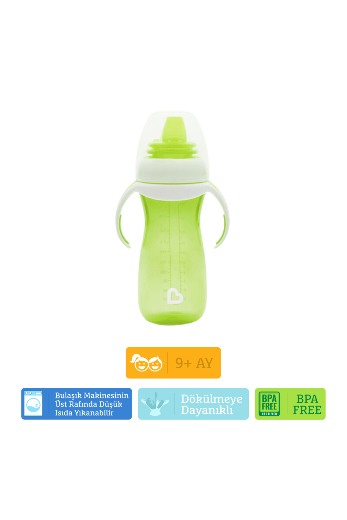 Munchkin Duyarlı Geçiş Bardağı |9 Ay+ Bebekler İçin|296 ml| Sızdırmaz & Kolay Tutulan Tasarım|Yeşil fotoğrafı 5 (önizleme)