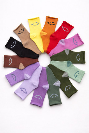 Katia & Bony Çocuk Gülen Surat Desenli Sürpriz Havlu Soket Çorap Çok Renkli