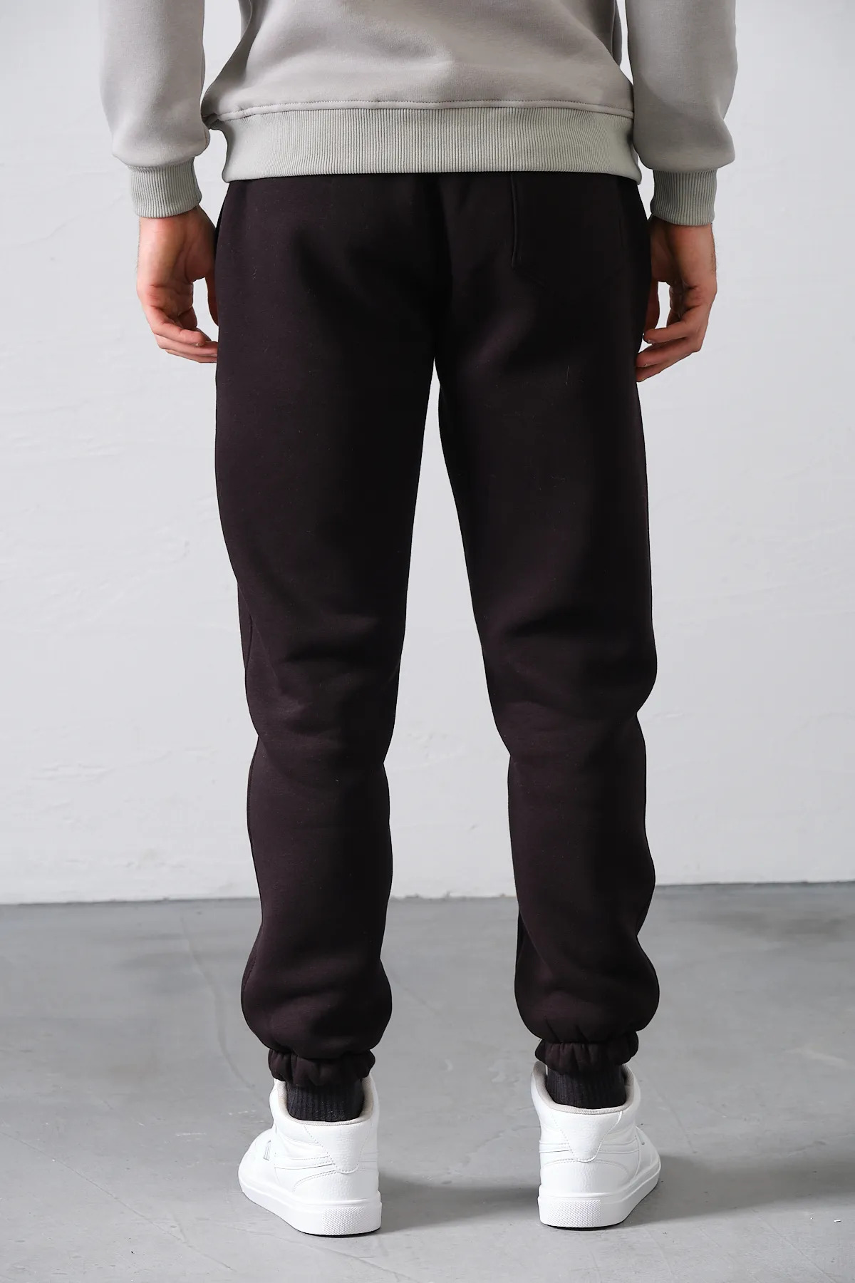 aziso  Siyah Erkek Eşofman Altı 3 Iplik Şardonlu Kumaş - Görsel 6