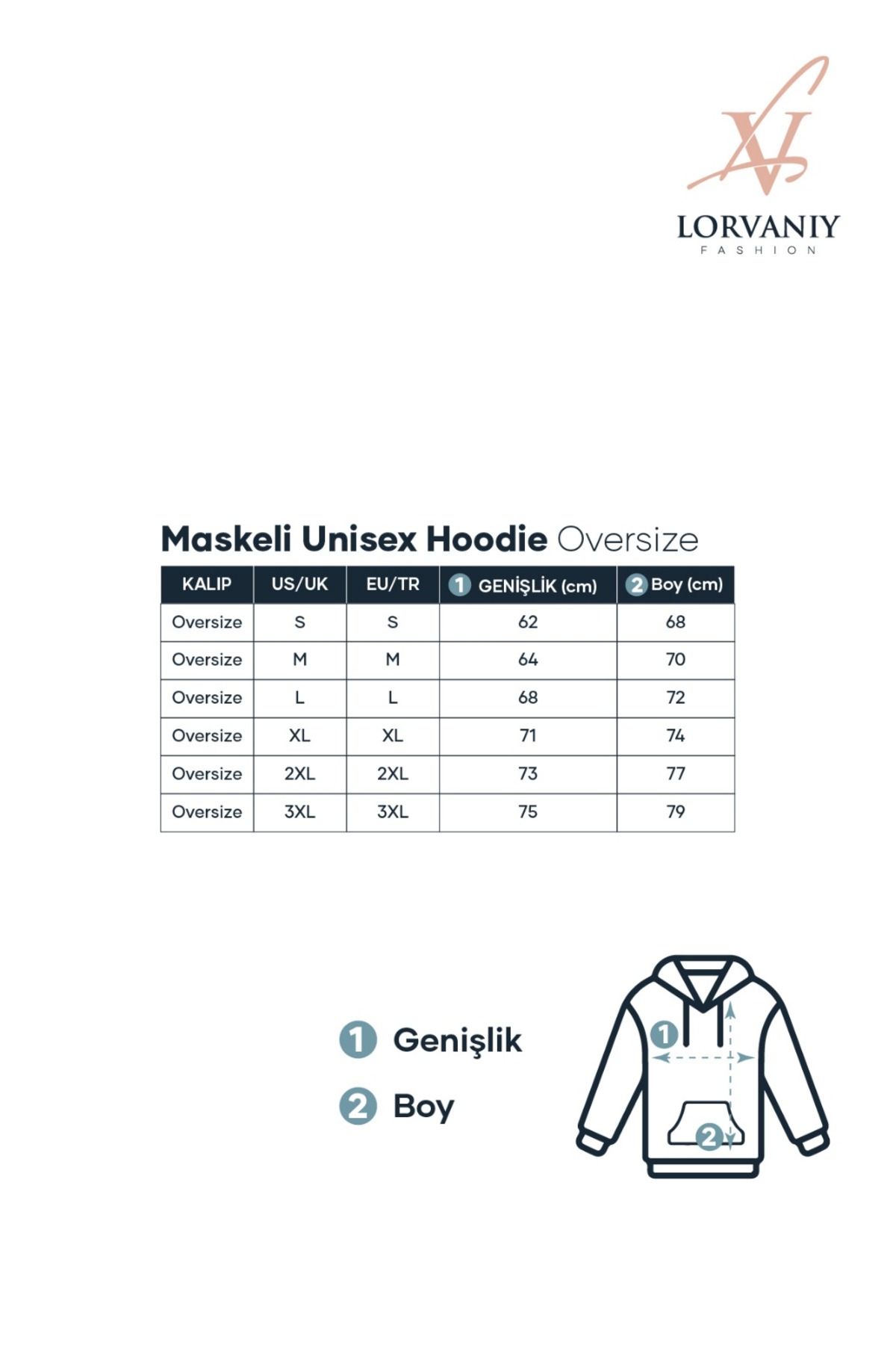 LORVANIY  Origami Dikey Baskılı Maskeli Oversize Kapüşonlu Hoodie Unisex 3 İplik Şardonlu - Görsel 8