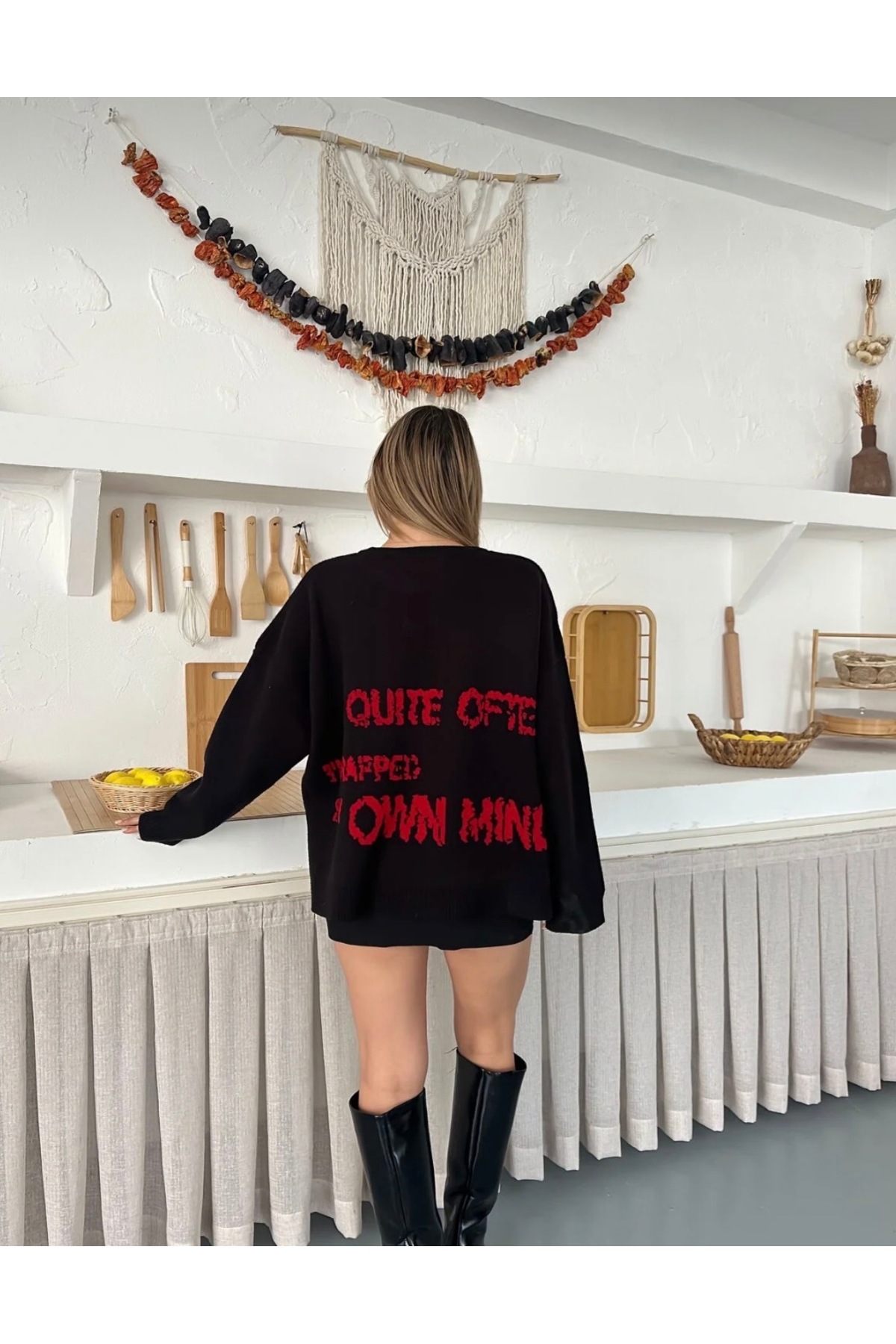 Gülce moda Kadın Yıldız Model Salaş Oversize Triko Kazak görsel 2