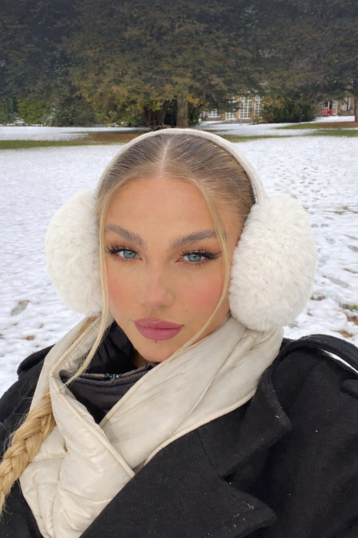 laviyonsa Kışlık peluş beyaz kulaklık kapakları earmuffs