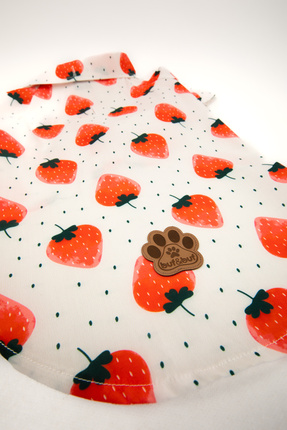 Buf & Buf Kedi Köpek Kıyafeti Gömleği Çilek Desenli Pamuklu Tasarım Kumaş