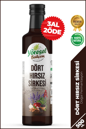 Yöresel Bahçem 4 Dört Hırsız Sirkesi Doğal Fermantasyon (500ML)