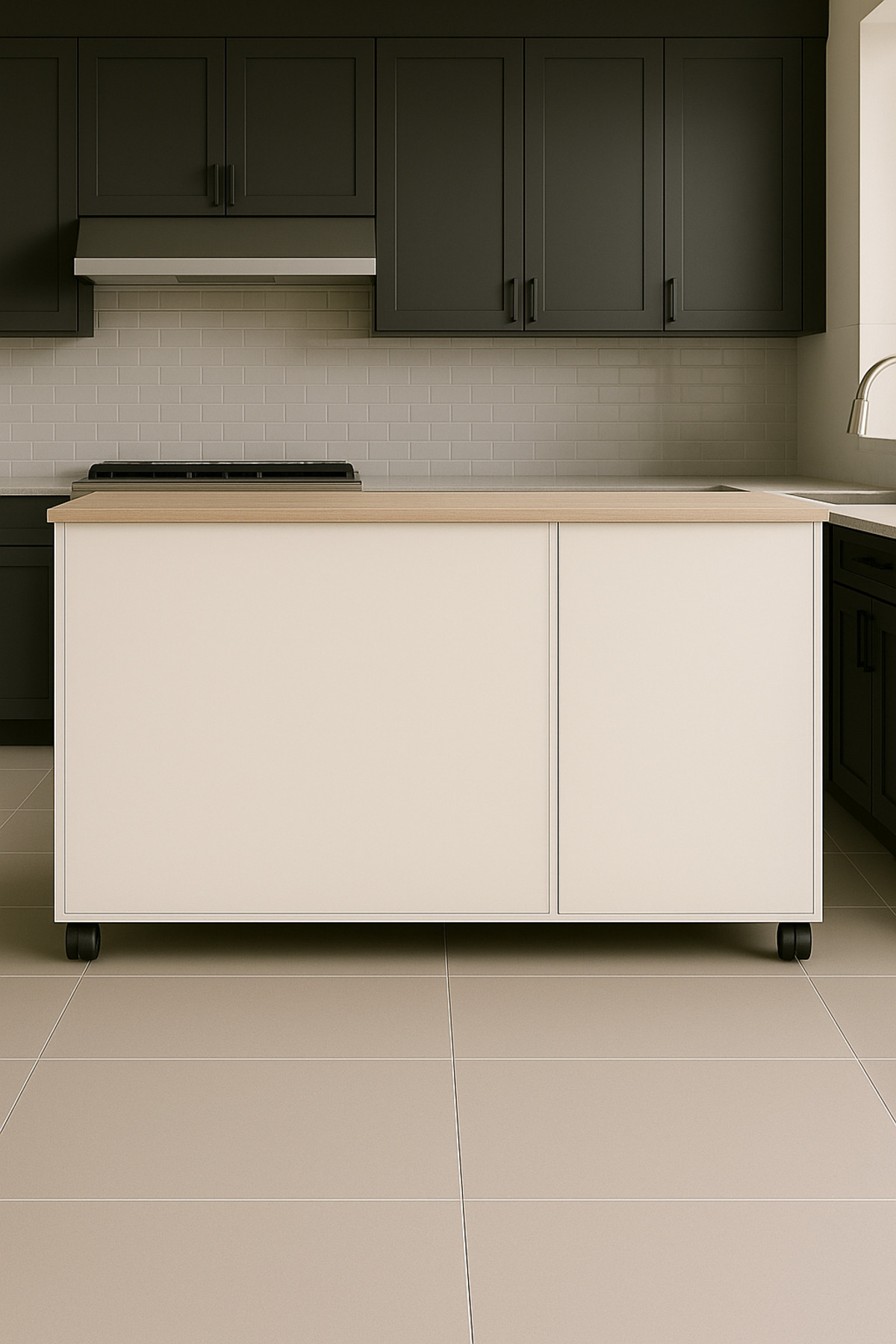 Tdesigno Alya Alt Modül 120 cm Beyaz Tezgah Dahil-tekerlekli