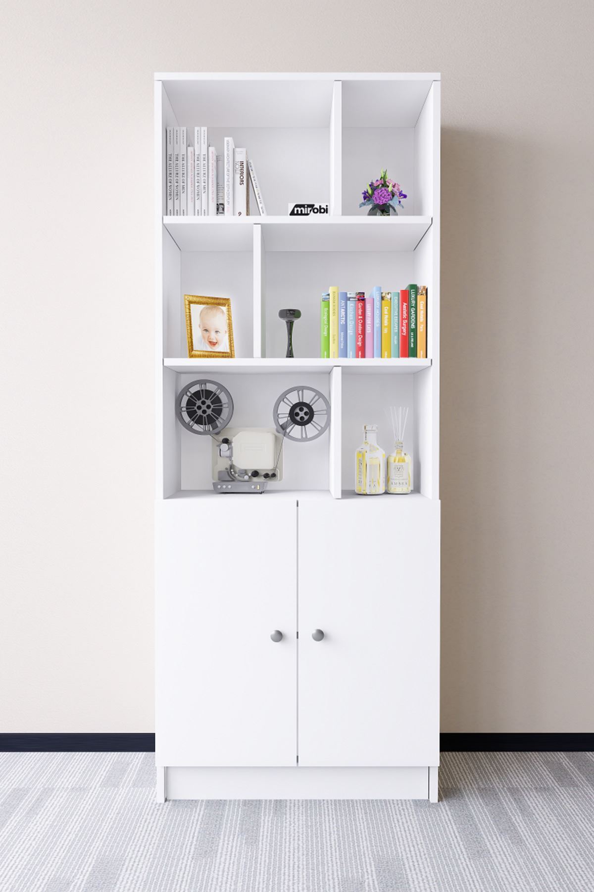 Torfa 2 Lid 6 Compartment Decorative Bookshelf White