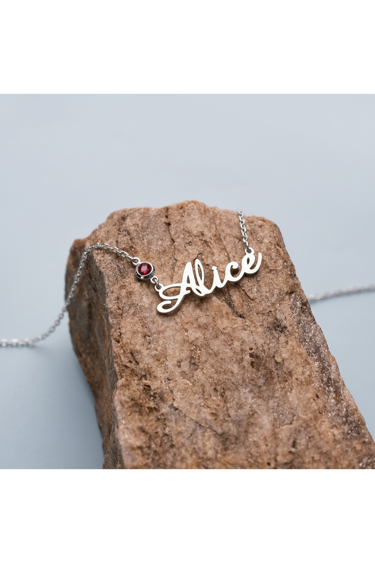Personalized Named Necklace Gemstone Necklace As soon as the desired name is written, Steel