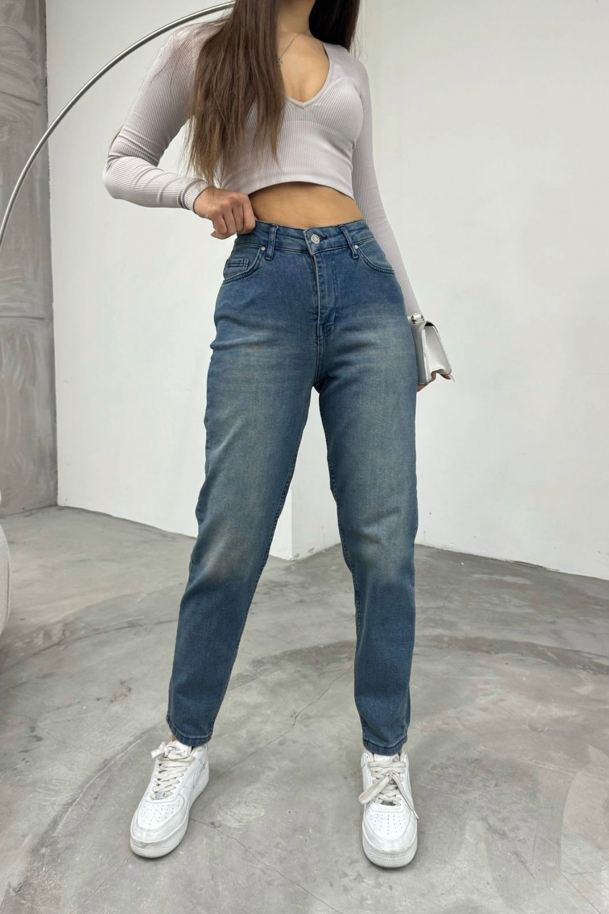 BİKELİFE Damskie jeansy typu mom jeans z wysokim stanem i rozciągliwą lycrą