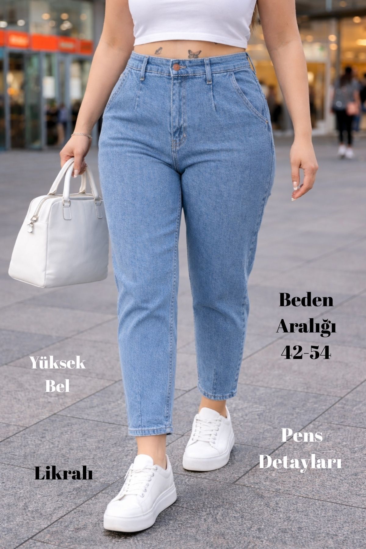 CEDY DENIM Nagy méretű Snow Fit Mom Jean újdonság magas derekú sárgarépa szab...