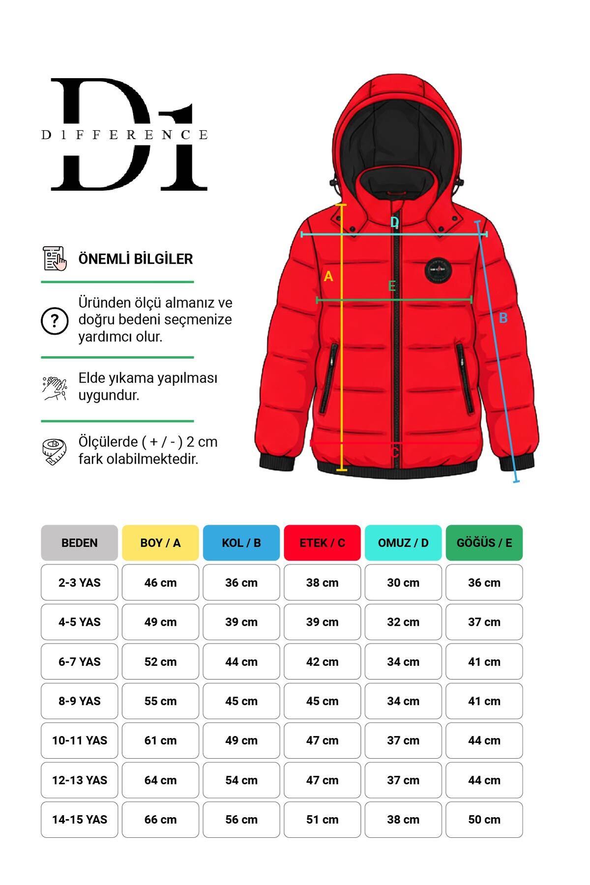 D1fference Erkek & Kız Bebek Şişme Mont Sıcak Tutan Dolgu İçi Kürklü Su İtici ve Rüzgar Geçirmez Kapüşonlu Mont fotoğrafı 3 (önizleme)