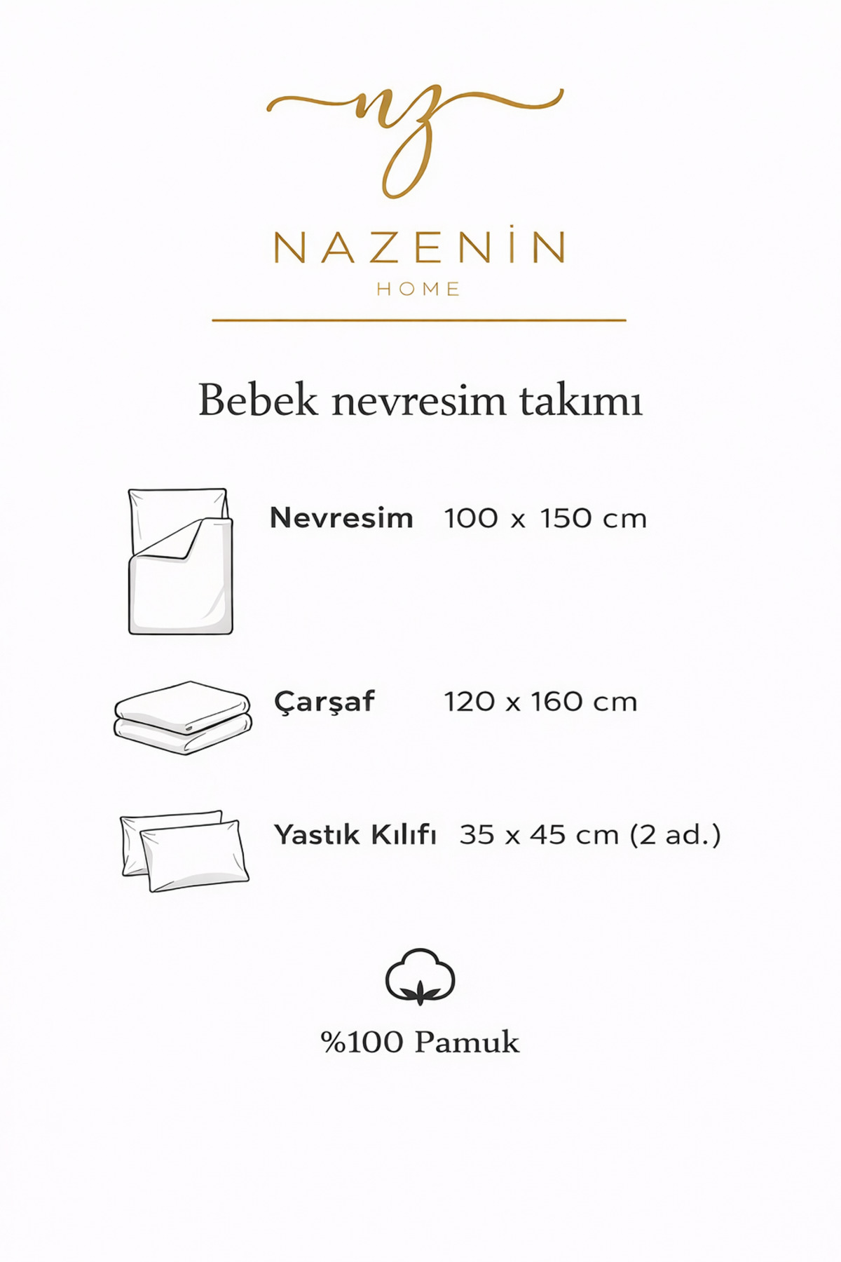 NazeninHome Müslin Bebek Nevresim Takımı %100 Pamuk ( 2 Kat ) Pudra fotoğrafı 4 (önizleme)