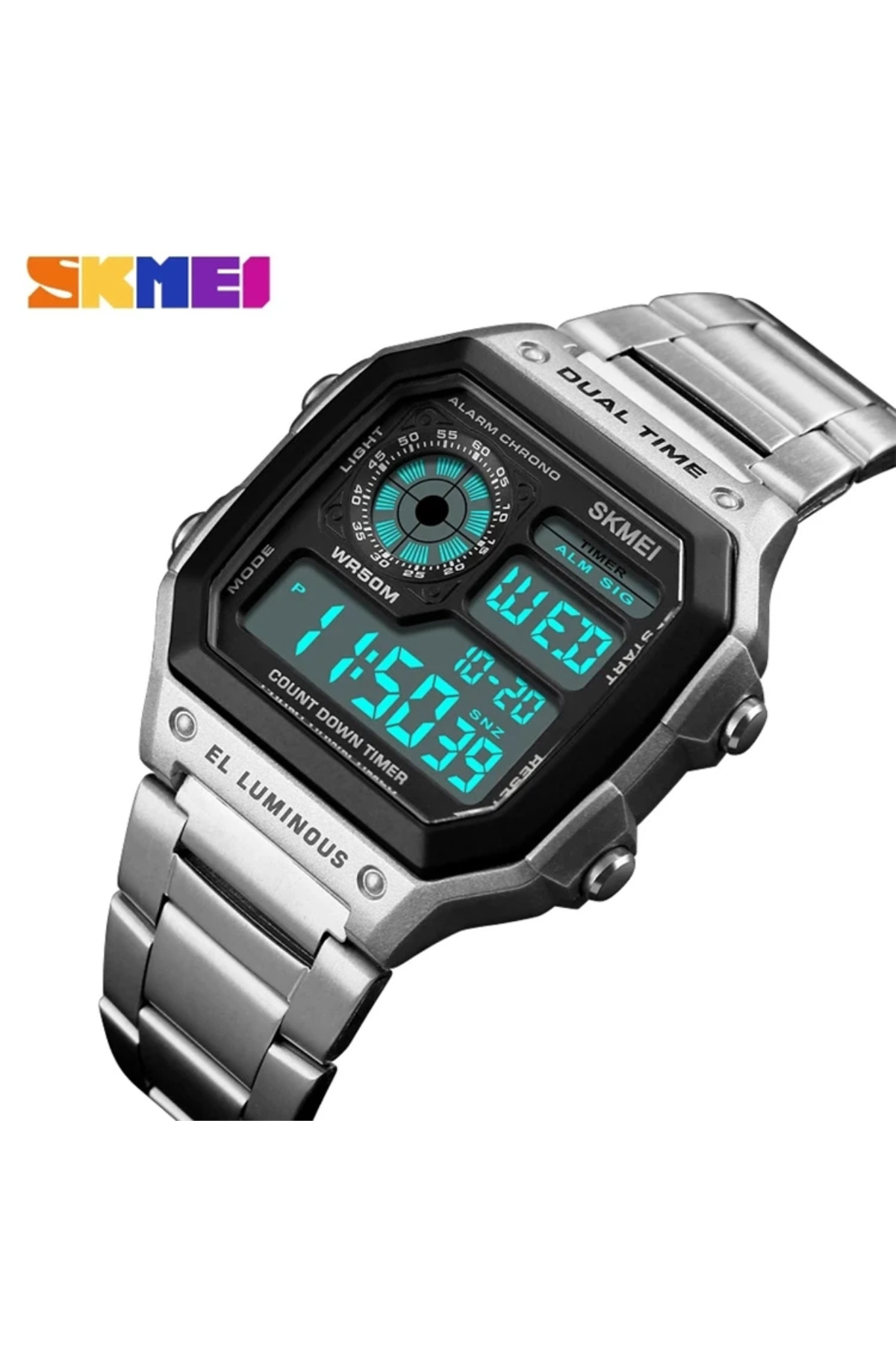 Skmei  Şık Tasarım Hafif Erkek Kol Saati Su Geçirmez Metal Kordon Gümüş Renk 1335 - Görsel 4