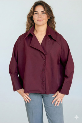 Fast Perry Bordo Renk Tasarım Kadın Gömlek