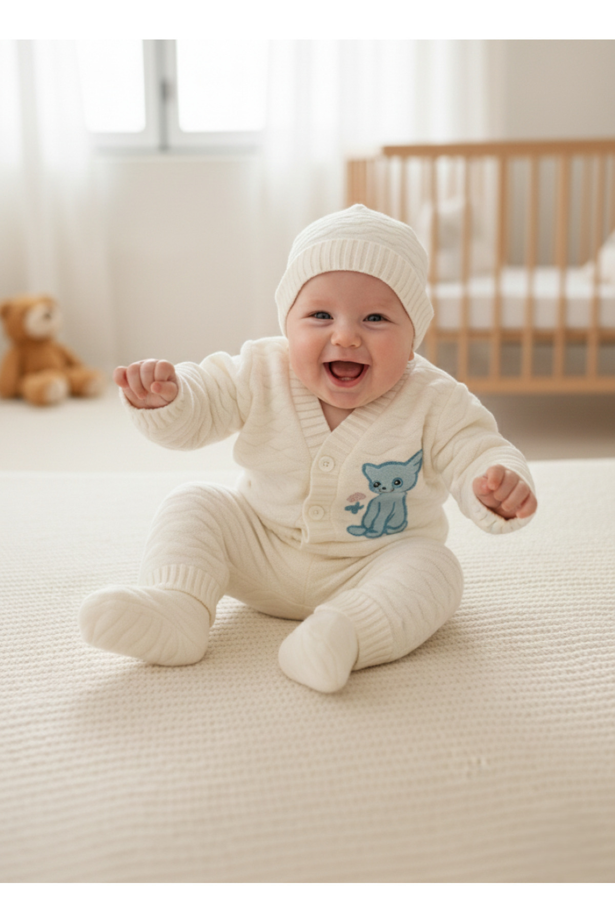 BUUFUU Bebek Triko Takım Uzun Kollu 4 Parça Set 0-6 Ay fotoğrafı 2 (önizleme)