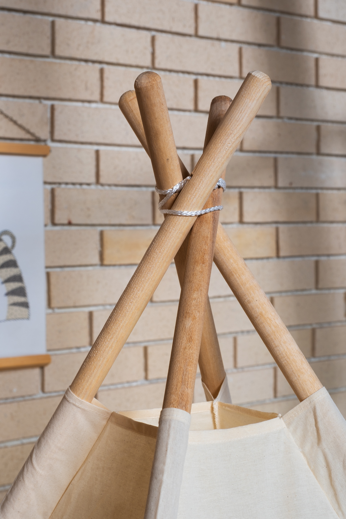 homy textiles Ahşap Çocuk Kızılderili Oyun Çadırı, Ev İçi ve Bahçe Kullanımına Uygun Minderli Oyun Evi, Natural fotoğrafı 4 (önizleme)