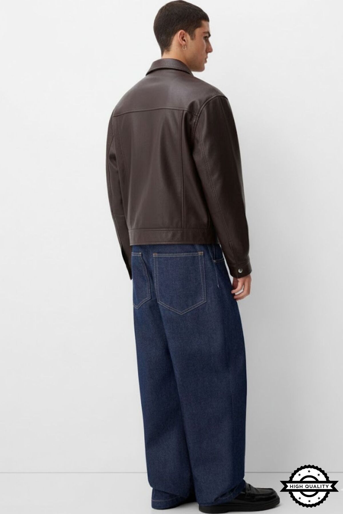 KOCCI Yeni Sezon Oversize Trend Premium Erkek Deri Ceket görsel 3
