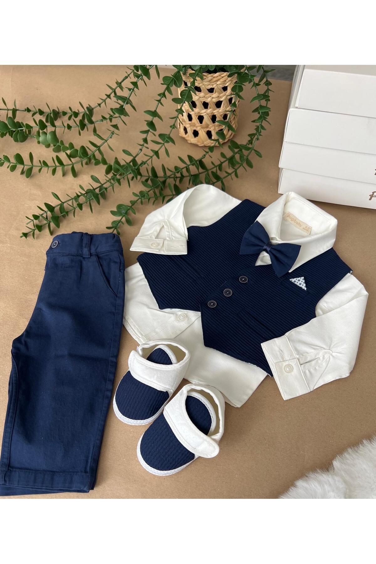 Pugi Baby Erkek Bebek Mevlüt Seti Gofreli Lacivert fotoğrafı 2 (önizleme)