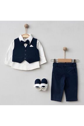 Pugi Baby Erkek Bebek Mevlüt Seti Gofreli Lacivert