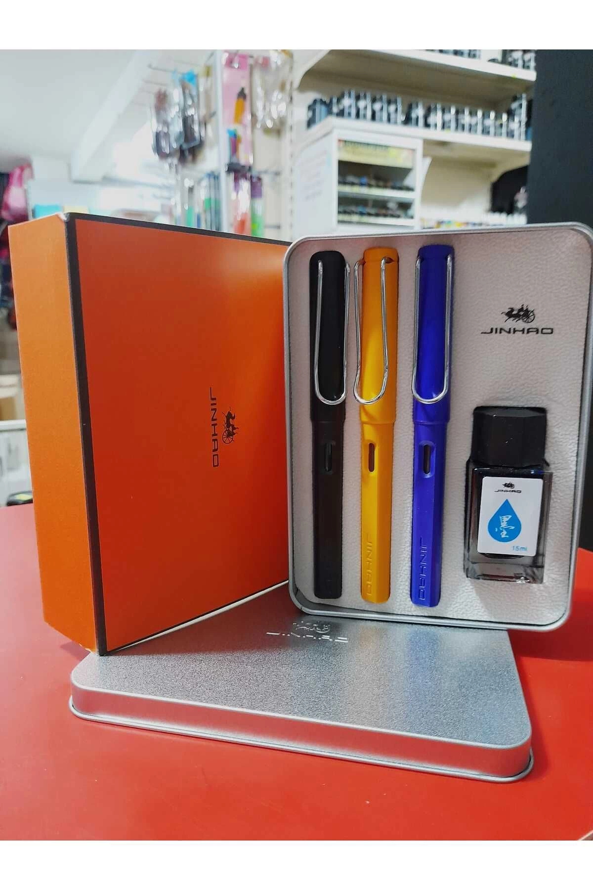 jinhao Dolma Kalem Seti Hediyelik (F) 0,60mm uç metalik renkli