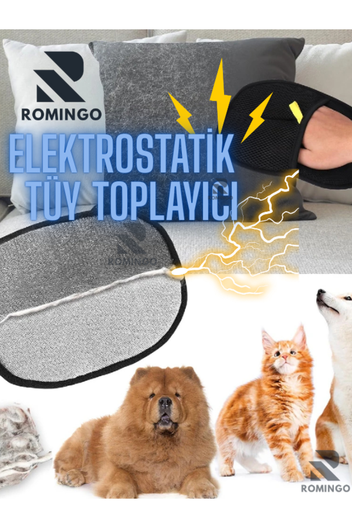 Romingo Tüy Toplayıcı Kedi Tüy Toplama Eldiveni Köpek Tüy Toplama Eldiveni Tüy Toplama Eldiveni Kedi Tüyü - Fiyatı, Yorumları