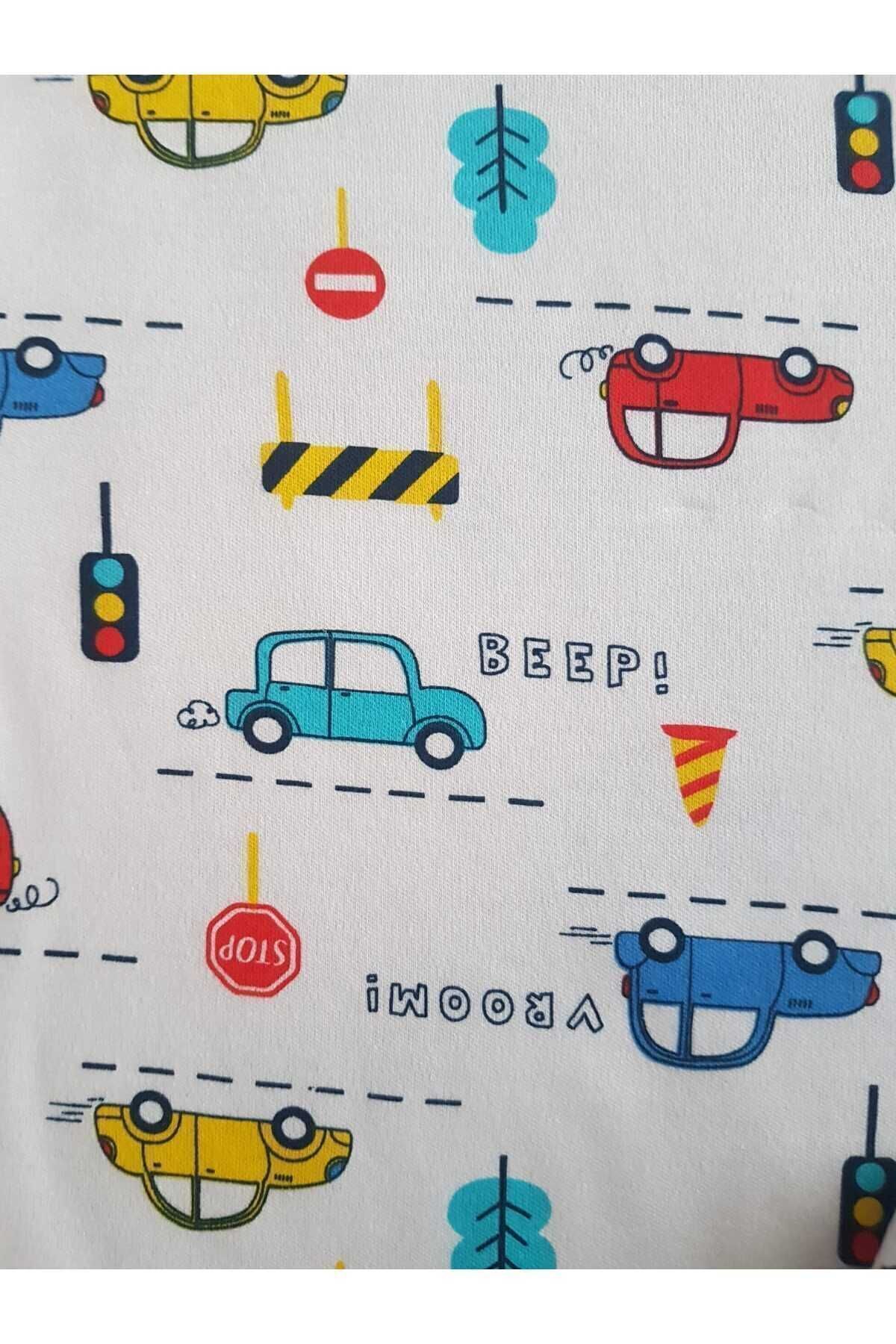 Çamaşır Bahçesi Uzun Kollu Desenli Çocuk Pijama Takım #baskılıçocukpijamatakım #çamaşırbahçesi #arabadesenli fotoğrafı 7 (önizleme)