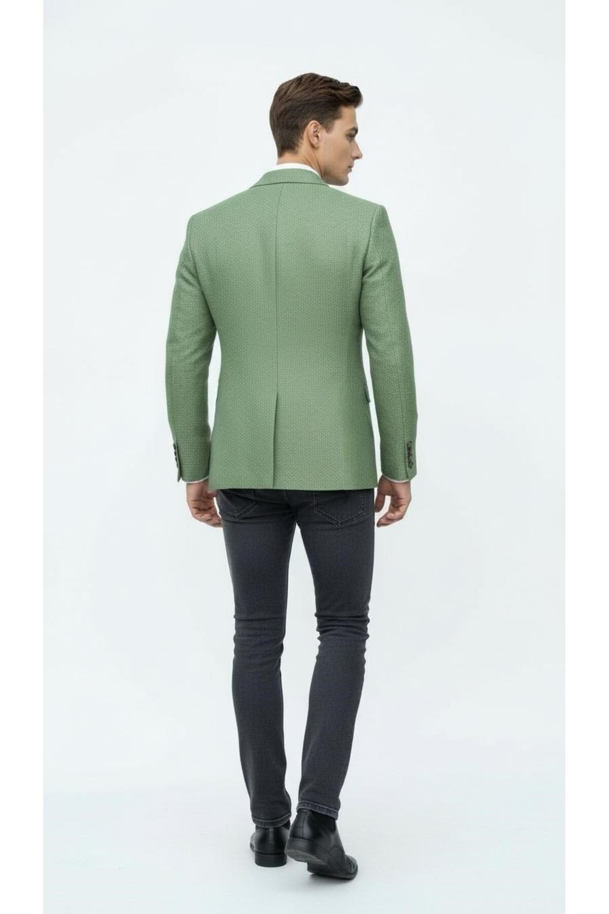 Plus Scorpion  Erkek Dokulu Kumaş Slim Fit Blazer Ceket – Şık Modern Kesim Tek Düğmeli - Görsel 6