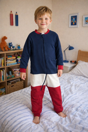 KEY KIDS Kırmızı Beyaz Lacivert Pamuklu 2-8 Yaş Bacaklı 2.5 Tog Çocuk Uyku Tu...