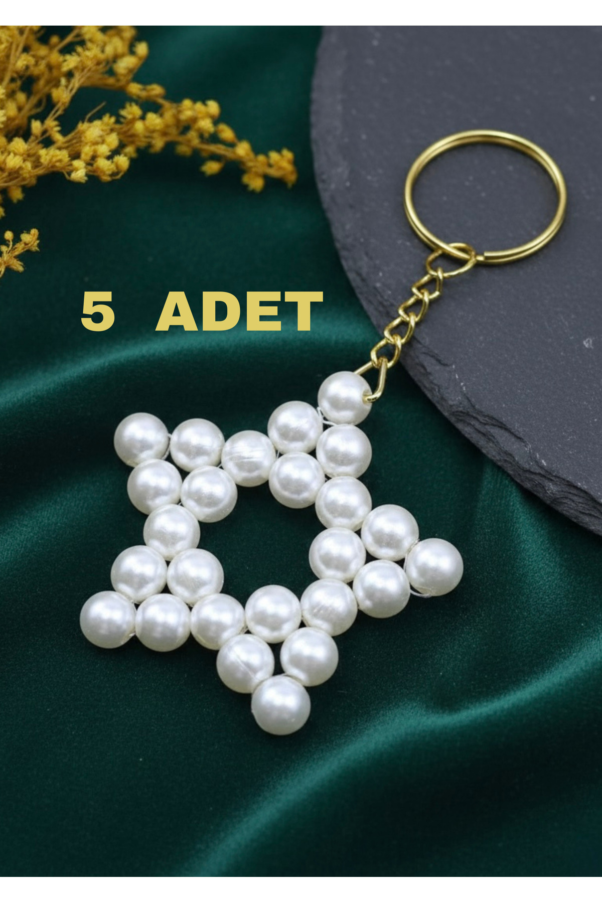 5PCS Pearl Star Gold Chain Keychain Souvenir Stylish Decor Wedding Wedding Henna Engagement Circumcision Birth