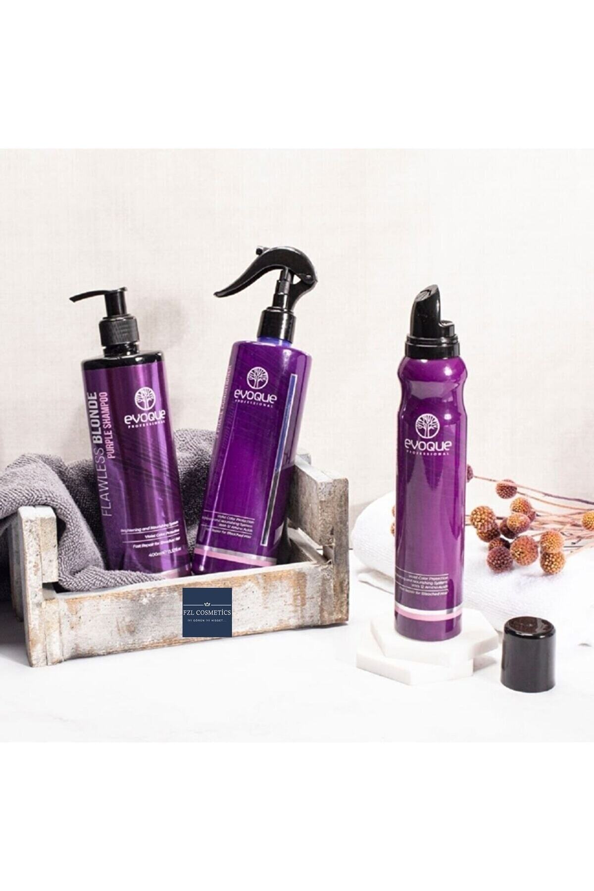 evoqua Evoque Flawless Blonde Şampuanı 400 Ml, Fön Suyu Ve Köpüğü 200 Ml.sarışın,gümüş Veplatin Saçlar Için — fzl0001evq0005