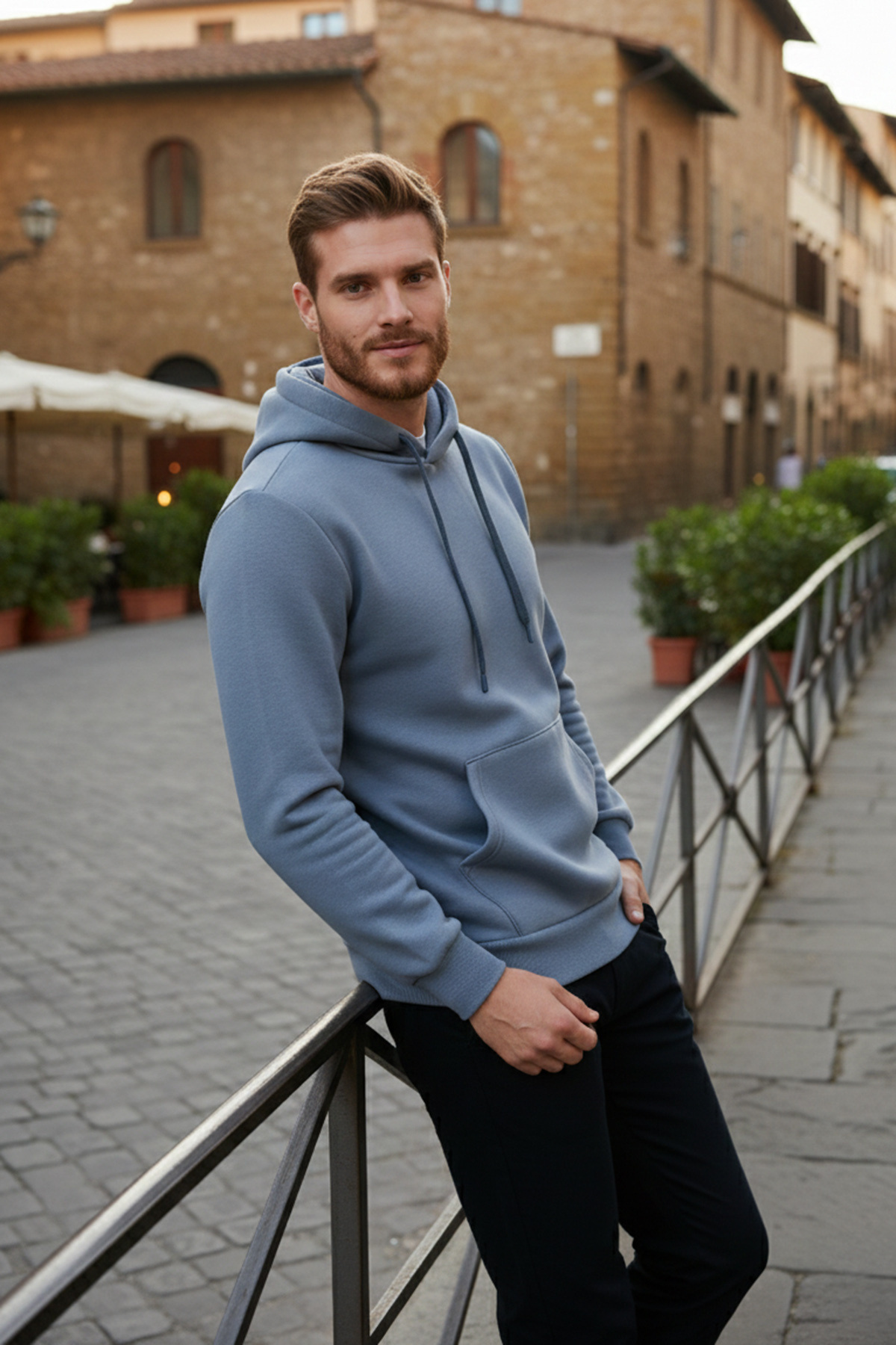 Regular Fit Hooded Kangaroo Pocketed Fluffy Soft Raised Sweatshirt Men's SWEATSHIRT 5905281