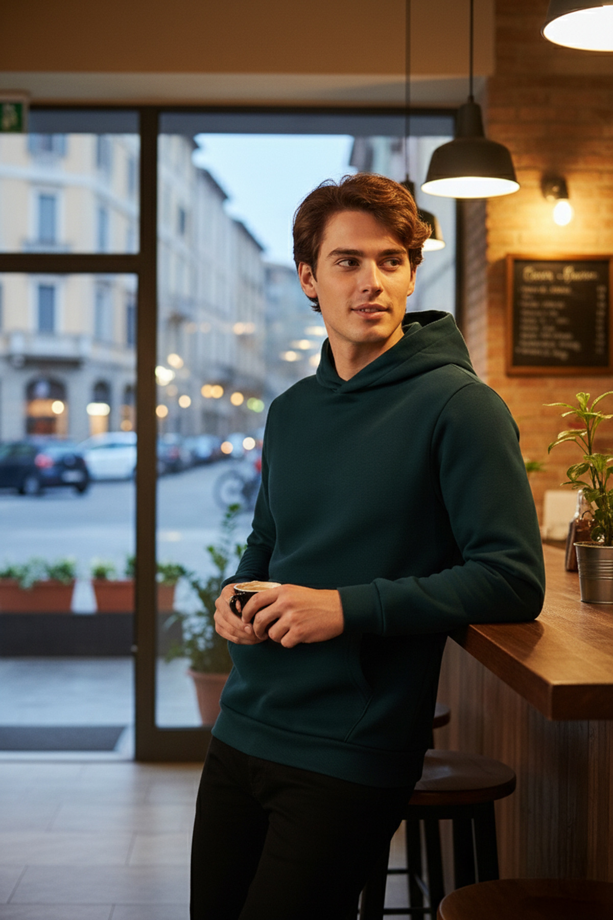 Regular Fit Hooded Kangaroo Pocketed Fluffy Soft Raised Sweatshirt Men's SWEATSHIRT 5905281