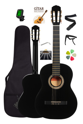 Campbell CE-55BK Klasik Gitar Seti 4/4 Tam Boy ( Gitar Kılıfı, Akort Cihazı, ...