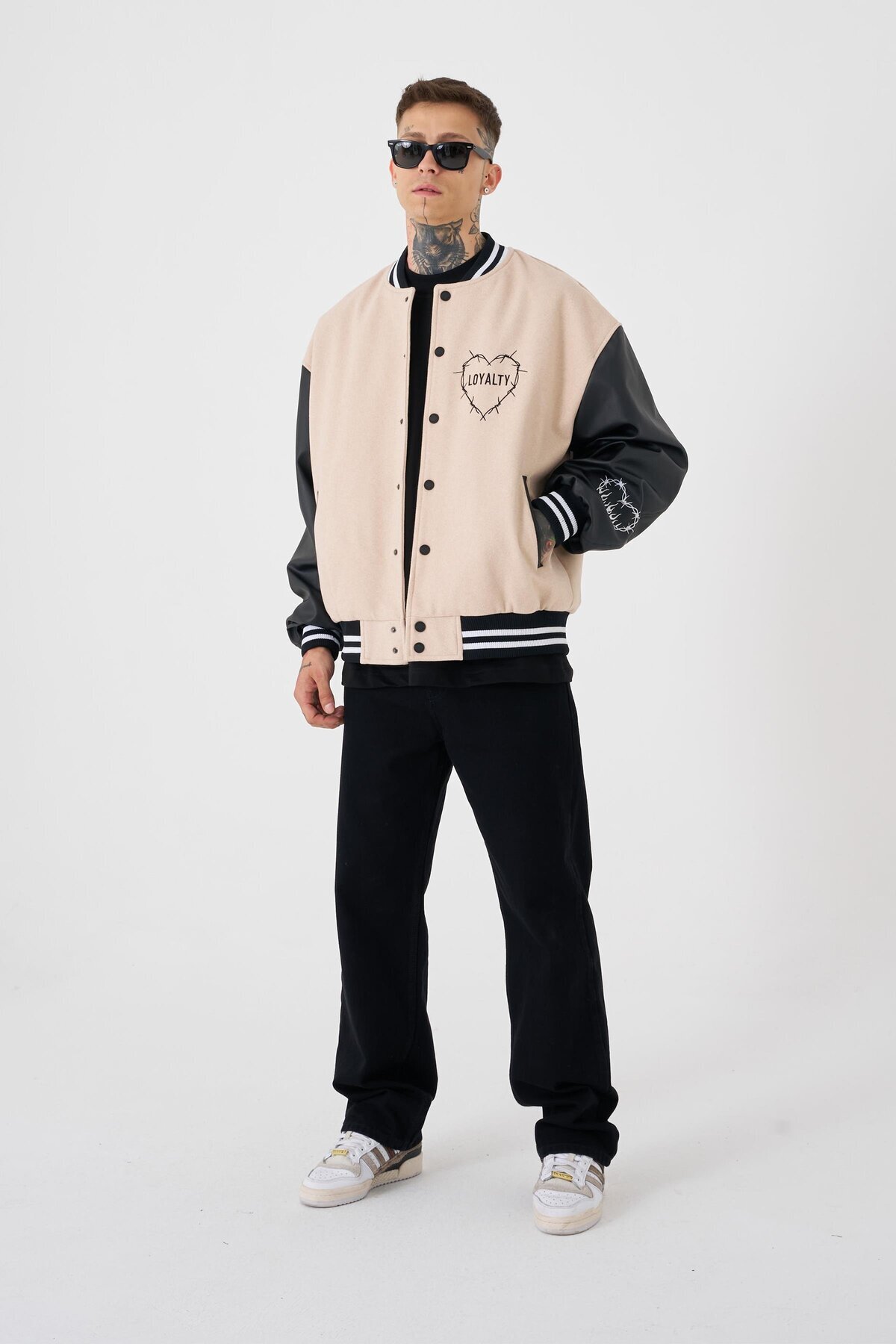 Machinist Erkek Hell Fire Club Oversize Bomber Ceket Bej görsel 8