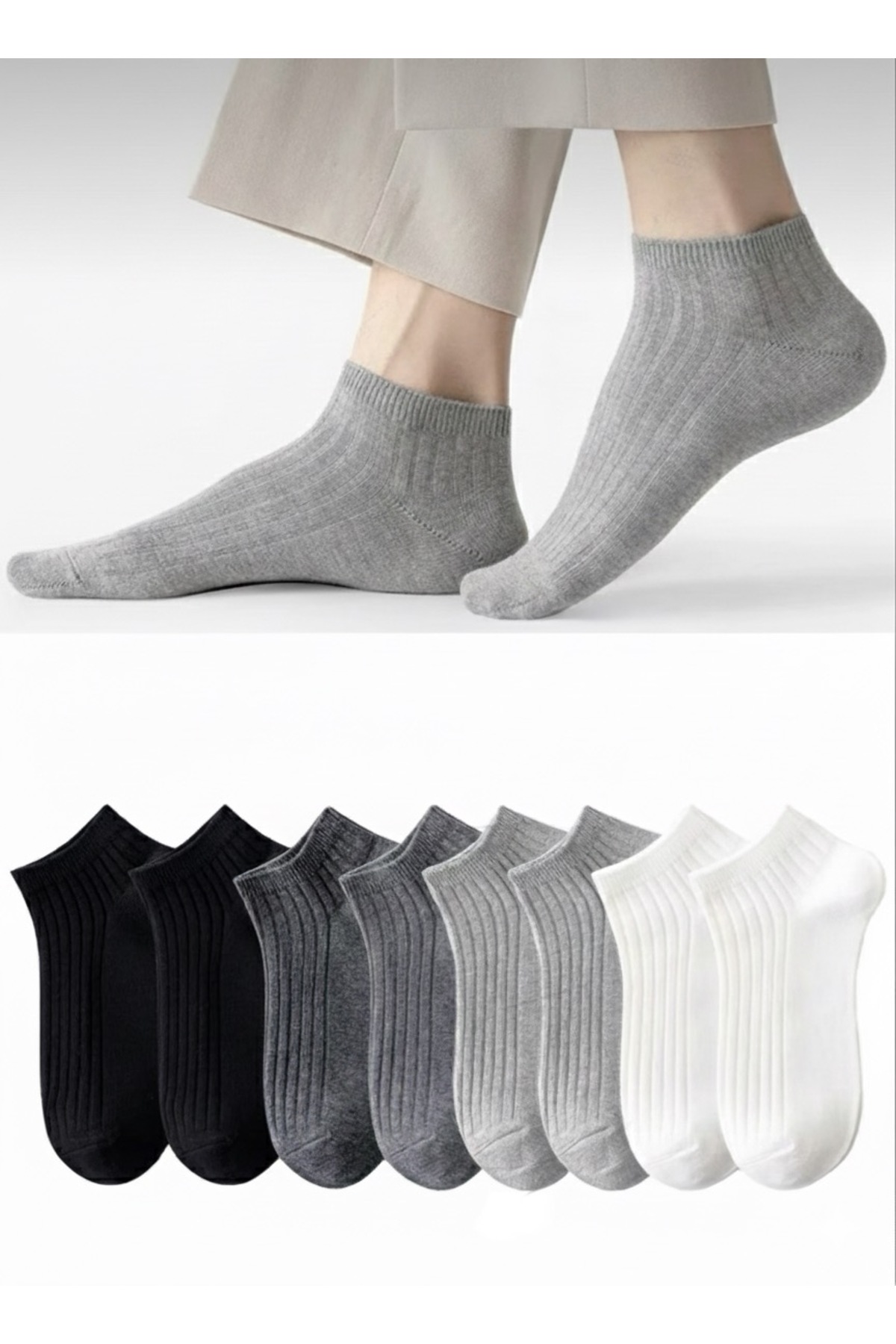 Çorap Kurdu 8 çift Derbili Ekonomik Paket Unısex Patik Çorap Set