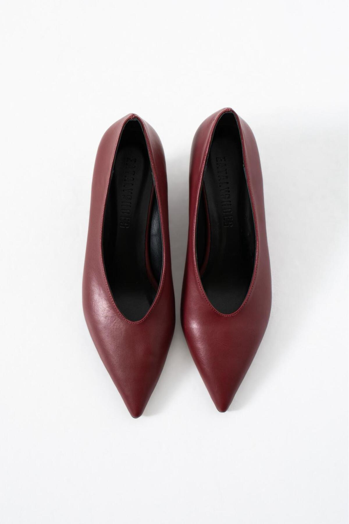 Eataly Shoes Alba Bordo Cilt Dolgu Topuklu Kadın Ayakkabı görsel 2