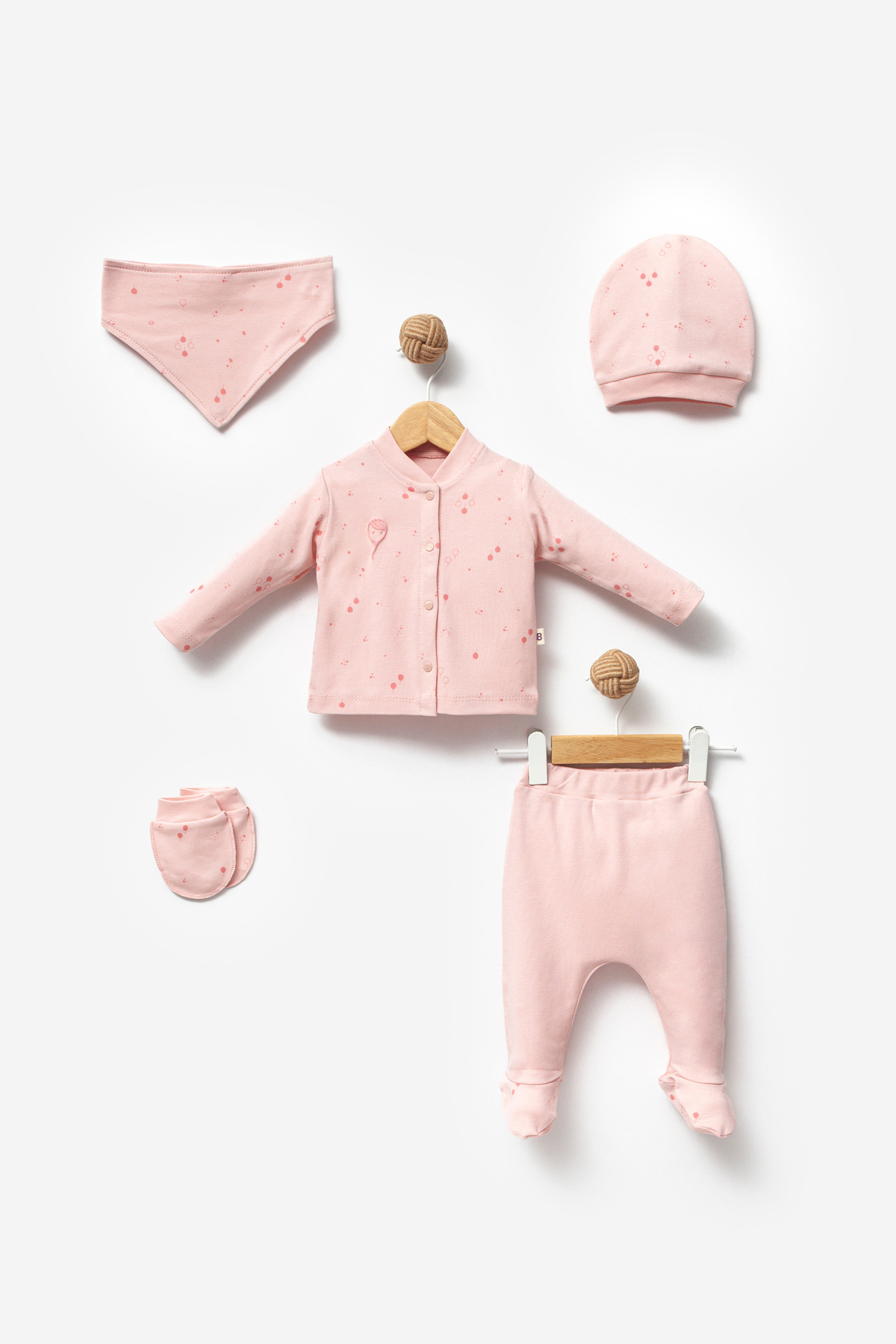 Bubbles %100 ORGANİK PAMUK BALLOON BASKI 5 PARÇA HASTANE ÇIKIŞ SETİ fotoğrafı 2 (önizleme)