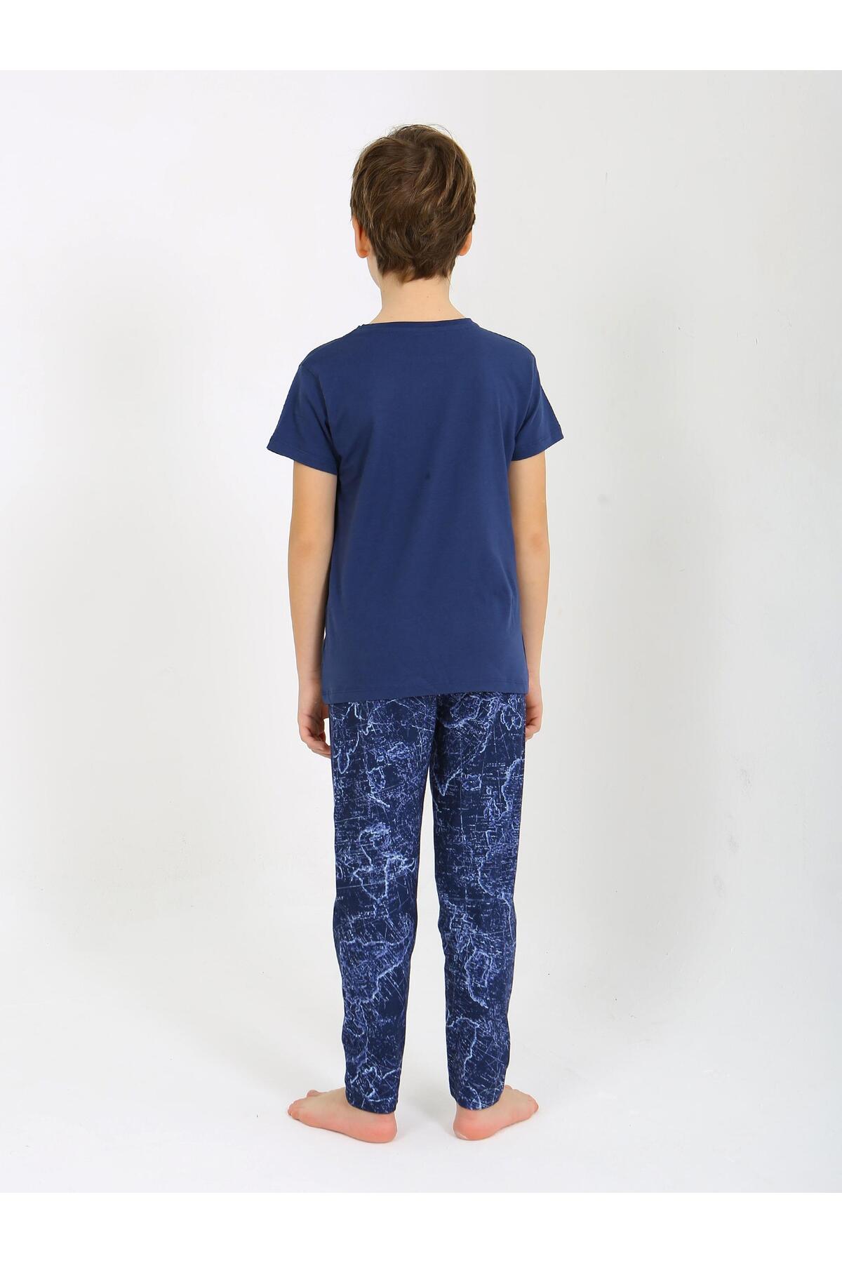 vitmo Erkek Çocuk Kısa Kollu %100 Pamuklu Pijama Takımı Sail fotoğrafı 2 (önizleme)