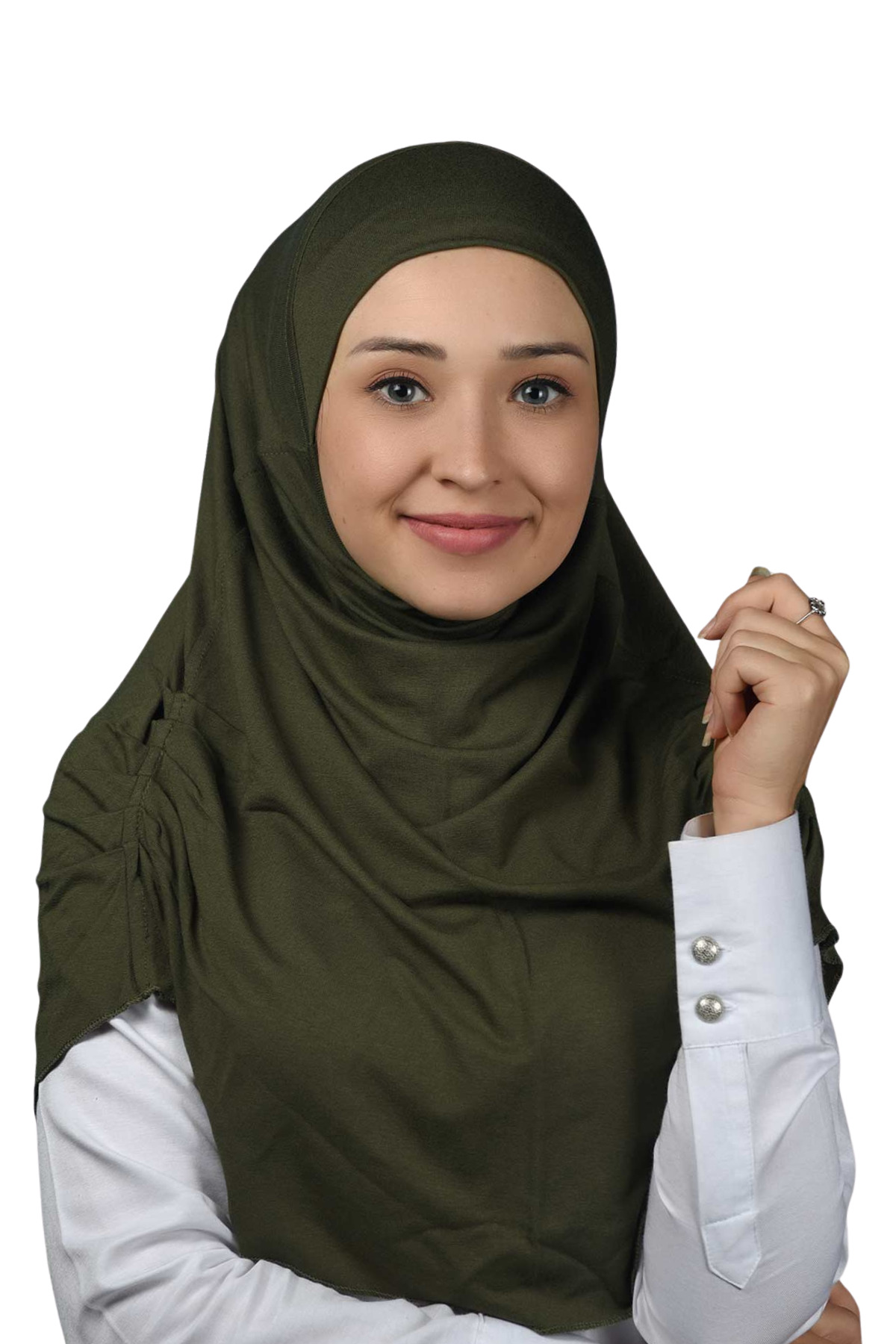 Ready Turban Pleated Practical Scarf Hijab - Prayer Cover - Khaki